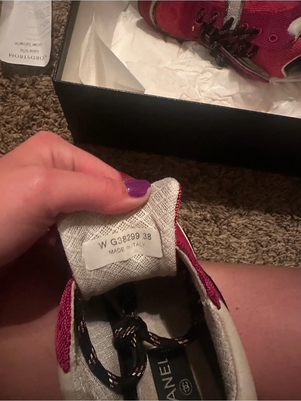 CHANEL Magenta Suede & Mesh Chunky Sneakers